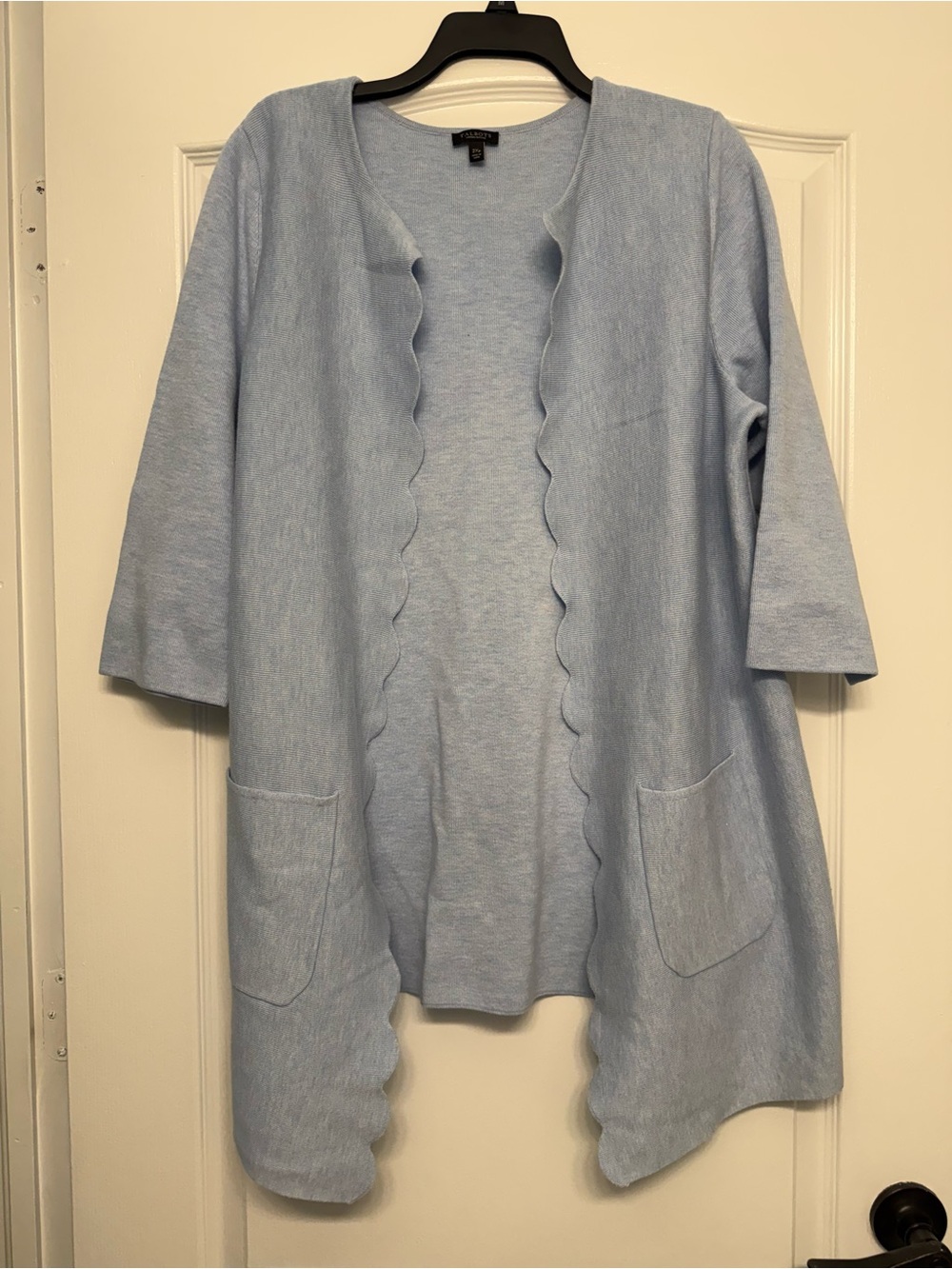 Talbots Light Blue Scallop Open-Front Cardigan Size 2X